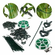 Relaxdays Plant Growing Supports, Stable Plant Clips, Twist Ties, Binding Wire Reel with Cutter, Green