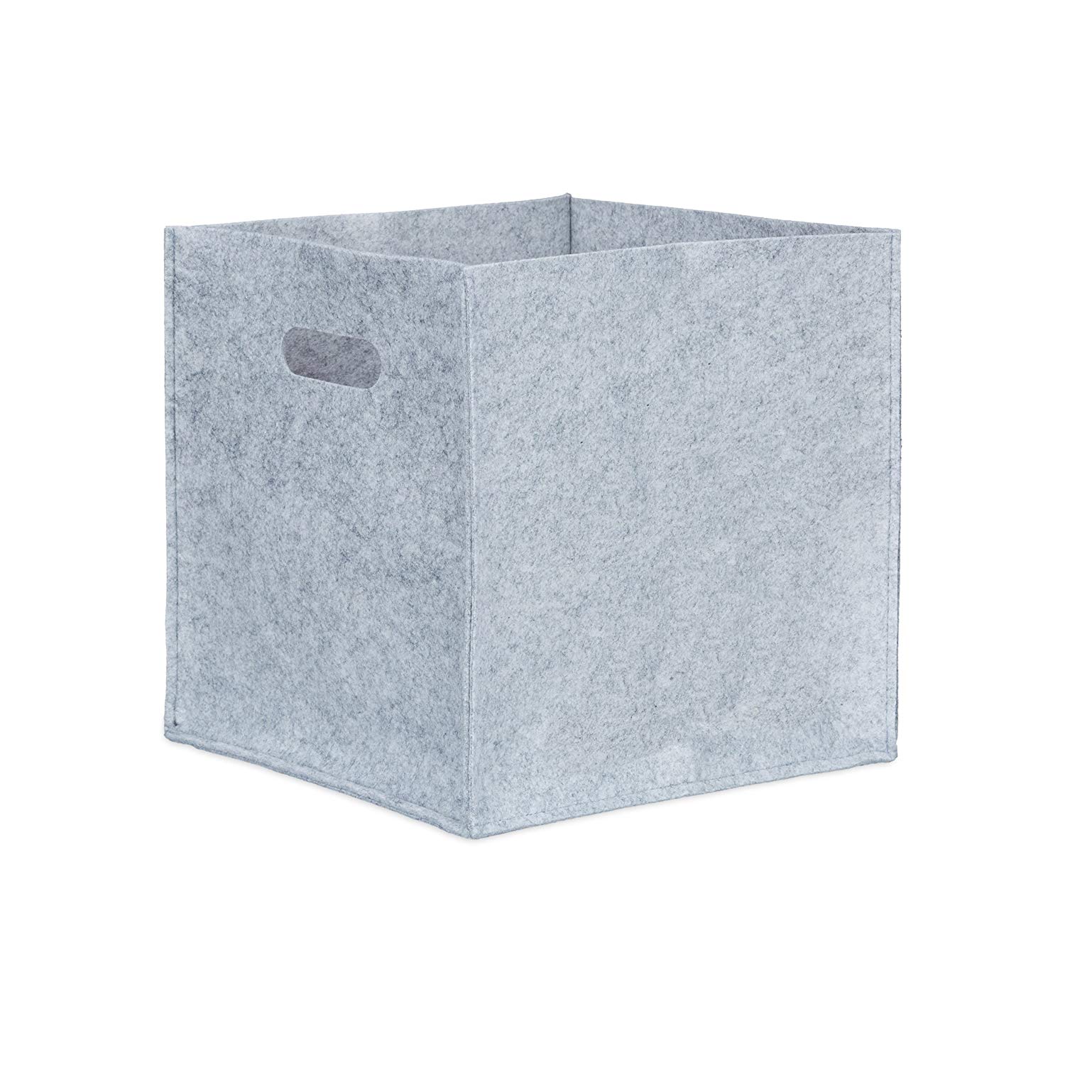 Relaxdays Square Felt Basket, HxWxD: 30 x 30 x 30 cm, Foldable, with 2 Handles, Shopping Bin, Grey