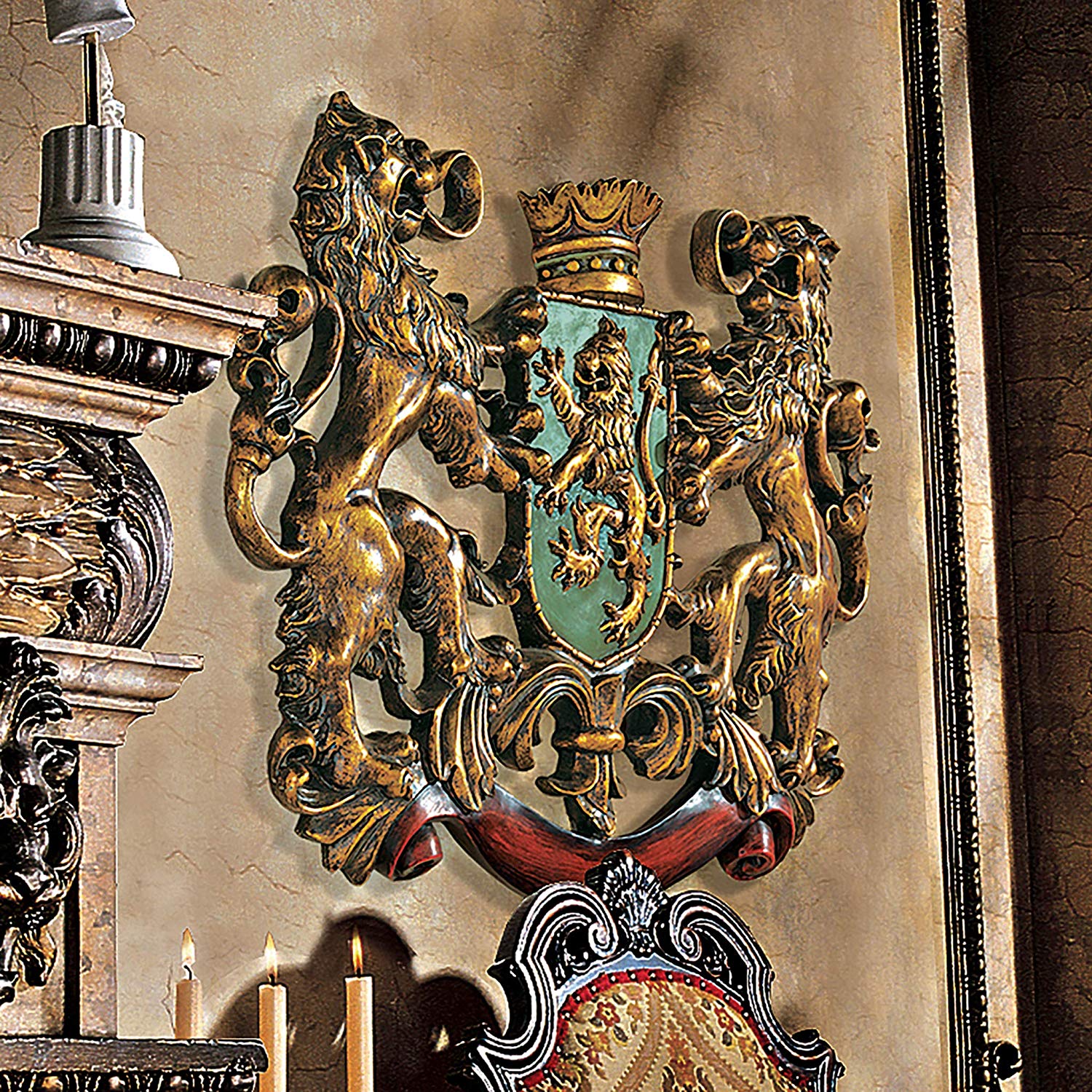 Design Toscano Heraldic Royal Lions Coat of Arms Wall Sculpture - Image 2