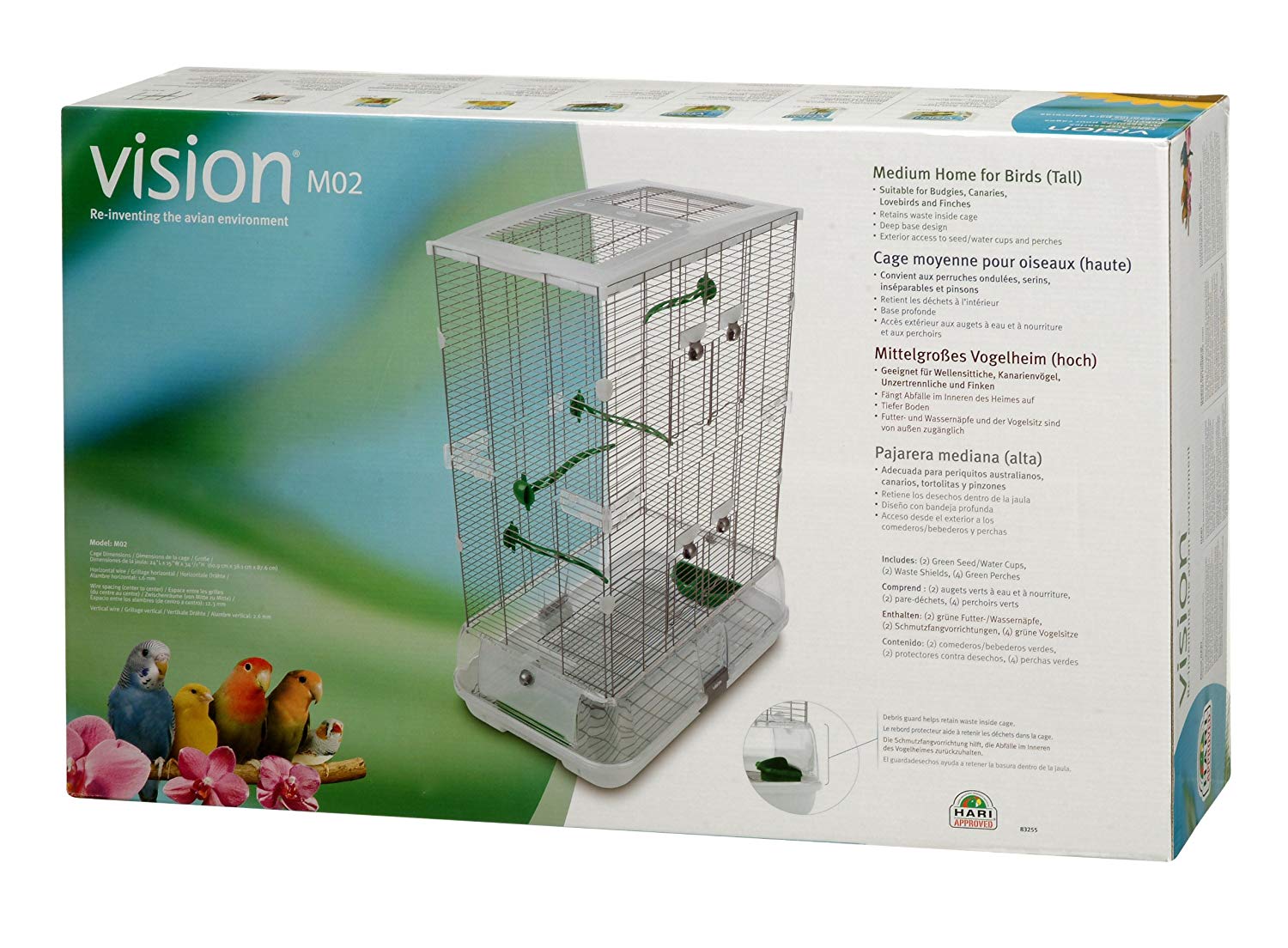 Vision Cage/Home for Birds Tall 60.9 x 38.1 x 87.6 cm, Medium, White, 62 cm L x 40 cm W x 87 cm H - Image 2