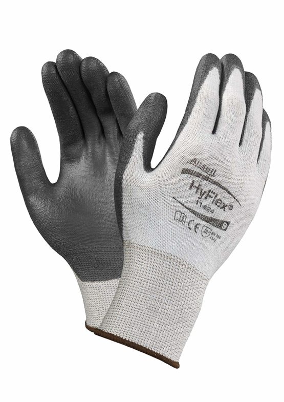 Ansell HyFlex 11-624 Work Gloves in Dyneema, High Cut Resistance, PU Coating for Strong Grip, Washable, Size 9/L (12 Pairs)
