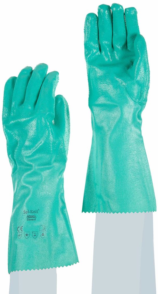 Ansell AlphaTec 39-124 Chemical Protection Work Gloves in Nitrile, Heavy Duty Mechanical and Chemical Resistance, Superior Wet and Dry Grip, Curved Fingers and Thumb, Size L (12 Pairs)