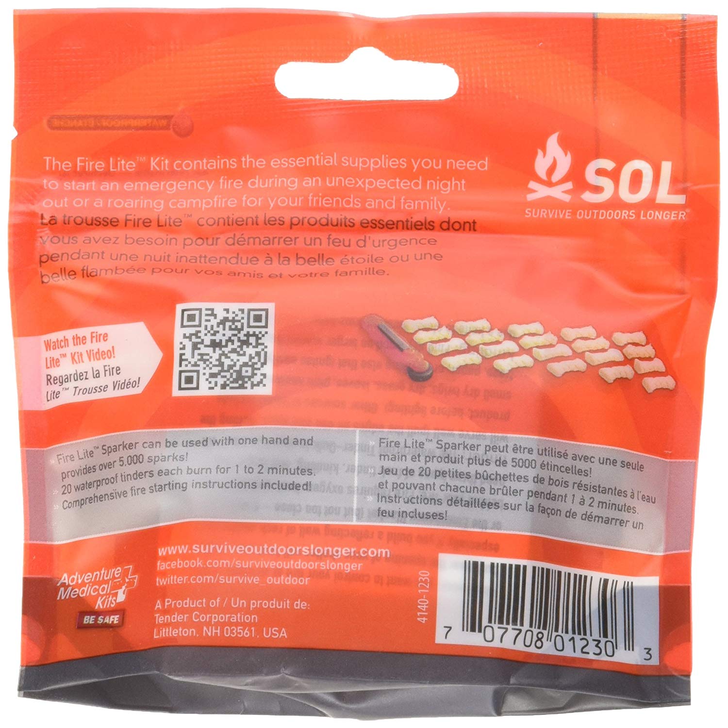 Adventure Medical Kits Fire Lite Kit Sol Survive Outdoors Longer Waterprrof Tiner (20 Pieces) Sparker Lightweight 19 g Includes Fire Starting - Image 2