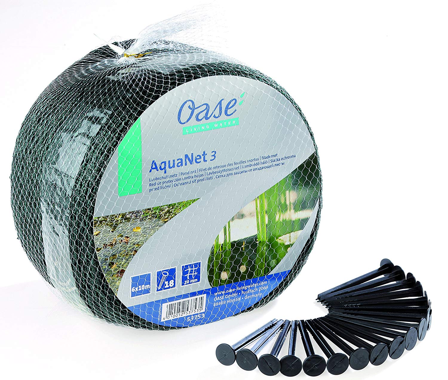 Oase 53753 Aquanet pond net 3, ideal protection of ponds from falling leaves and leaves, suitable for ponds up to max