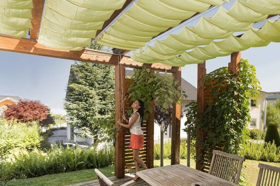 Windhager 10869 rope-pull sun sail set 270 x 140 cm, apple green - Image 4
