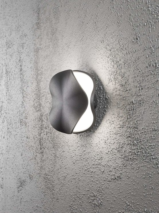 Konstsmide Anthracite Matera One Up Down Modern Outdoor Lantern/High Power 4 W Wall Lamp/Frosted Opal Acrylic Lens/Aluminium/IP54/Outside Light - Image 2