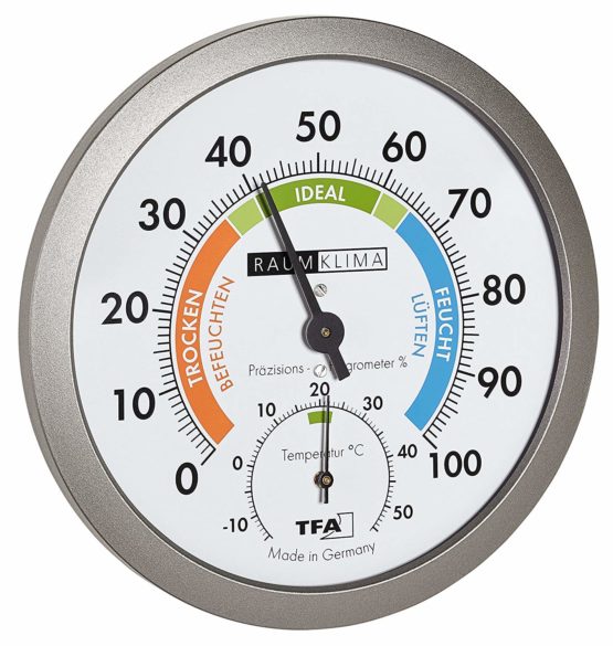 TFA Dostmann, Analogue Thermo-Hygrometer, Healthy Indoor Climate, Coloured Comfort Zones, Temperature, Humidity