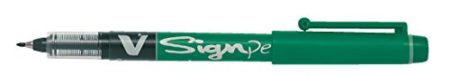 Pilot V Sign Pen Liquid Ink 2.0 mm Tip - Green, Box of 12