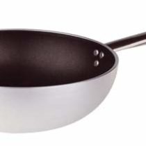 Pentole Agnelli Aluminium Anti-Adherent Professional Platinum Wok Pan, Diameter 32 cm, Silver/Black