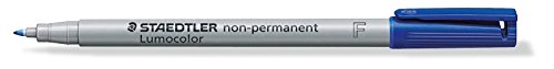 STAEDTLER Lumocolor Non-Permanent Fine Pens, Blue, Box of 10