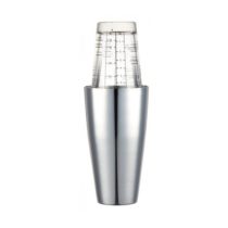 BarCraft Boston Cocktail Shaker Set with Printed Recipes in Gift Box, Stainless Steel / Glass, 400ml
