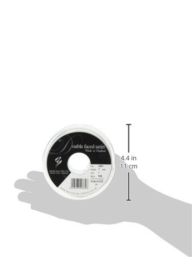 Berisfords 7 mm x 100 m Double Faced Satin Ribbon, White - Image 2