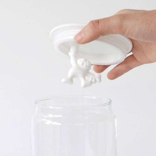 Alessi AMDR06 W Glass Gianni Jar A Little Man Holding On Tight Large Kitchen Box with Hermetic Lid in Thermoplastic Resin - Image 3