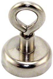 Neodymium Clamping Magnet with M5 Eyebolt for Hanging Holding or Displaying Items - 25mm Diameter x 36mm High - 20kg Pull - Pack of 1