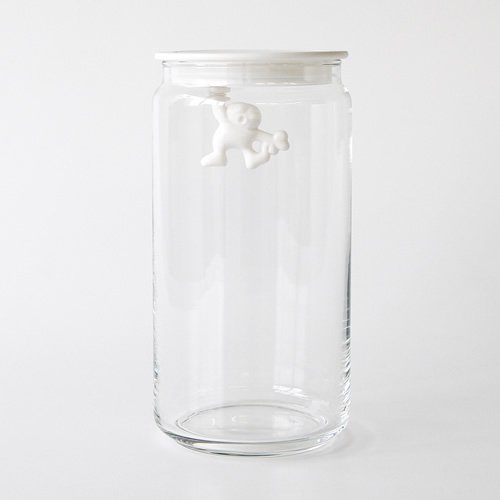 Alessi AMDR06 W Glass Gianni Jar A Little Man Holding On Tight Large Kitchen Box with Hermetic Lid in Thermoplastic Resin - Image 2