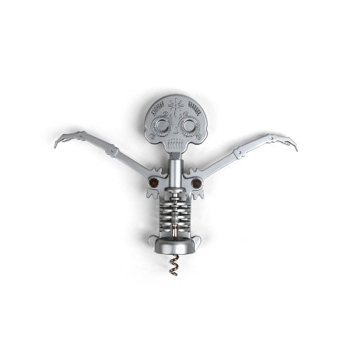 Kikkerland Zinc Alloy Steel Day of The Dead Corkscrew, Grey, CS14, Standard
