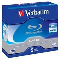 Verbatim 43748 BD-R DL 50GB 6x - 5 Pack Jewel Case, BD-R DUAL LAYER