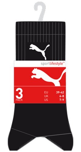 PUMA Unisex Sport 3p Socks, Lt Black, 9-11 UK - Image 3