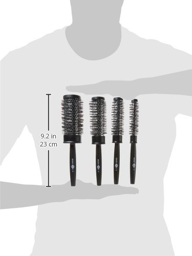 Head Jog Heat Retainer Hair Brush. Black & Silver Styling Round Hairbrush With Metal Barrel For Fast Drying. Round Vent Brush for Styling Blow Drying - Image 3