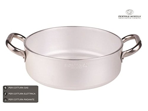 Pentole Agnelli ALMR110624 5 mm Professional Aluminum Pans, Low Radiant Cylindrical Casserole, 3.7 L, Silver