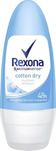 Rexona Cotton Dry Women's Roll-On Deodorant Pack of 6 x 50 ml, White, 50 ml (Pack of 6)