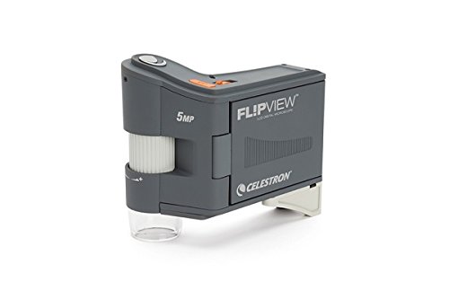 Celestron 44315 FlipView 5MP LCD Portable Microscope, 10x-120x Magnification, Grey, Multicolour