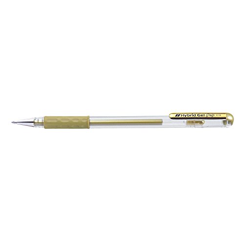Pentel Hybrid Grip Gel Pen in Wallet of 6 Pieces - Gold, Silver, White, K118/6W12, 6 count (Pack of 1) - Image 3