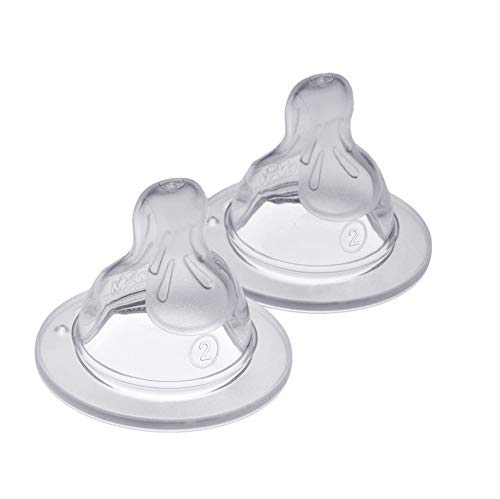 MAM Teats Size 2, Transparent/Green, 2 count (Pack of 1)