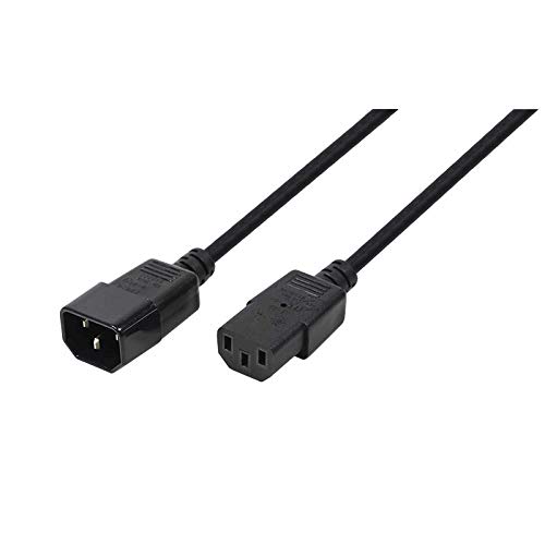 LogiLink CP091 IEC C14 Male to IEC C13 Female Power Extension Cable, 1.80 Meter Length, Black, 1.8 Meters