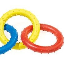 CLASSIC PETBLIS Triple Ring Rubber Tug 19cm 7.5 inches, 100 g, Primary