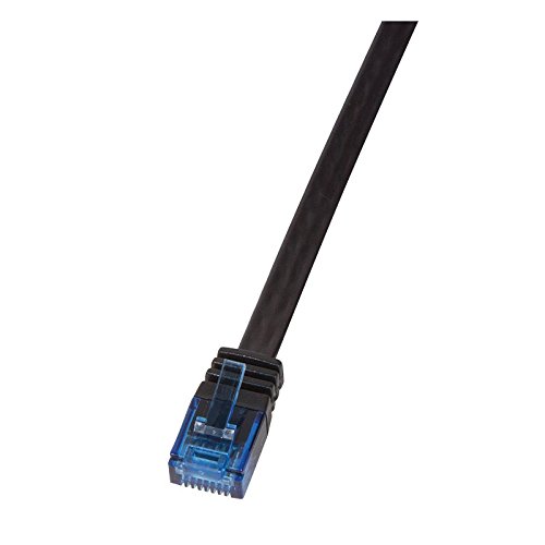 LogiLink CF2033U Cat.6 U/UTP SlimLine Flat Patch Cable, 1 Meter Length, Black, Black, 1 Meter Length