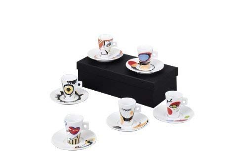 Zeller 26505 12-Piece Espresso Set Faces Porcelain cm Lemon, White, 12 Count (Pack of 1) - Image 2