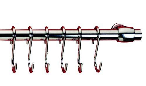 Metaltex Lonardo Wall Rail with 6 Hooks, Silver, 4.2 x 6.7 x 62.8 cm