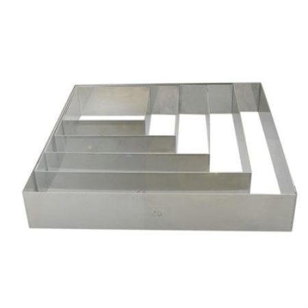 De Buyer 3906.08 Stainless Steel Square Rings 4.5 cm High