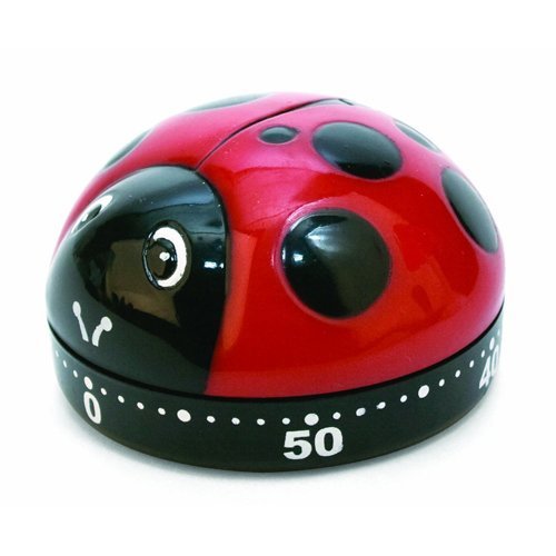 Kikkerland Assorted Ladybugs Kitchen Timer, Stainless Steel, Multi-Colour, Red, 5.7 x 5.7 x 4.4 cm