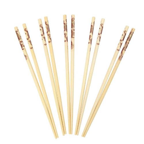 Dexam 17841076 Bamboo Chopsticks with Dragon Print Pack of 10 works, Brown