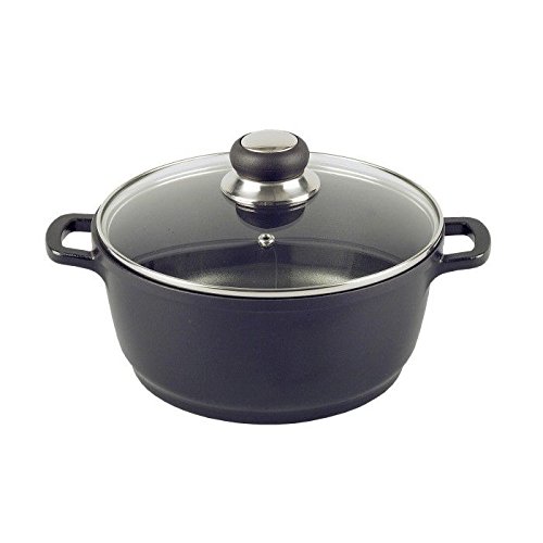 Karl Kruger Delta Aluguss Series Pot with Glass Lid, 3.5 l, Black, 3.5 Litre