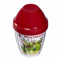 Westmark Mixing And Shaker Cup With Removable Mixing Disc, Volume: 0.25 L, Height: 12.8 cm, Plastic, Bpa-Free, Mix-Ei, Colour: Clear/Red, 30892270