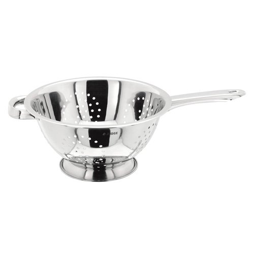 Judge Large Polished Stainless Steel Colander, 24cm, Long Handle and Helper Handle, Dishwasher Safe, Silver