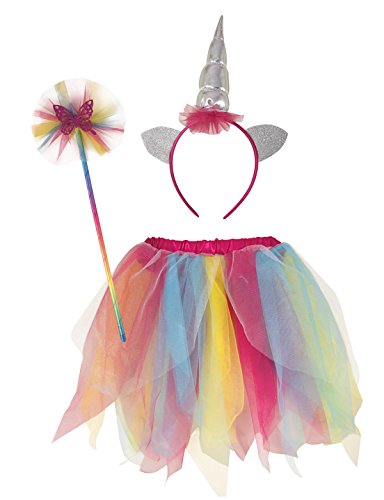 P'TIT CLOWN 80390 Women’s Unicorn Kit - Headband, Tutu and Wand, One Size, Mehrfarbig