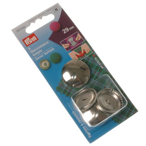 Prym 29 mm Cover Buttons without Tool, Pack of 3, Brass Silver, 323163 29 mm