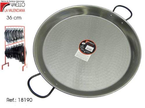 Vaello La Valenciana Polished Steel Valencian Paella Pan, 36 Cm, Silver - Image 2
