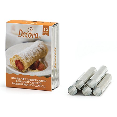 Decora 0060201 Cannoli Cute Metal 1,3 x 8 cm Pack of 10, Silver, 8 x 6.3 x 2.5 cm