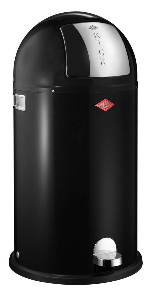 Wesco Kickboy Powder Coated Steel Waste Bin, 40 Litre, Black