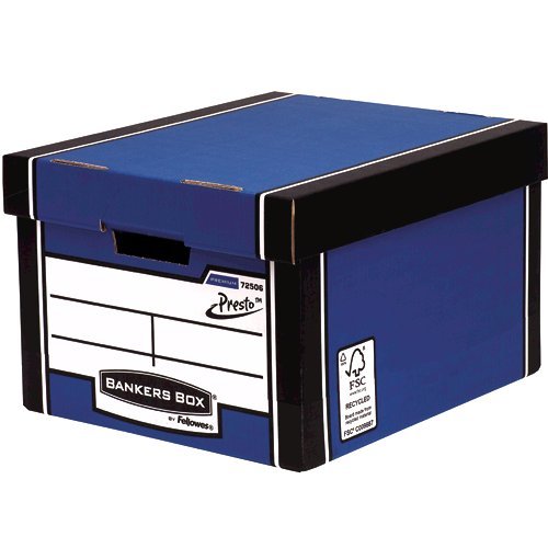 BANKERS BOX 10 Premium Classic Storage Box with Lids, Cardboard Storage Box with Lids for Office Storage