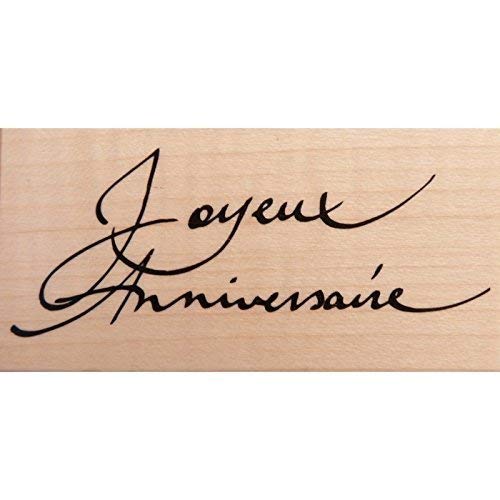 Artemio Type E Text Joyeux Anniversaire Wooden Stamp, Beige, 7x3,5cm