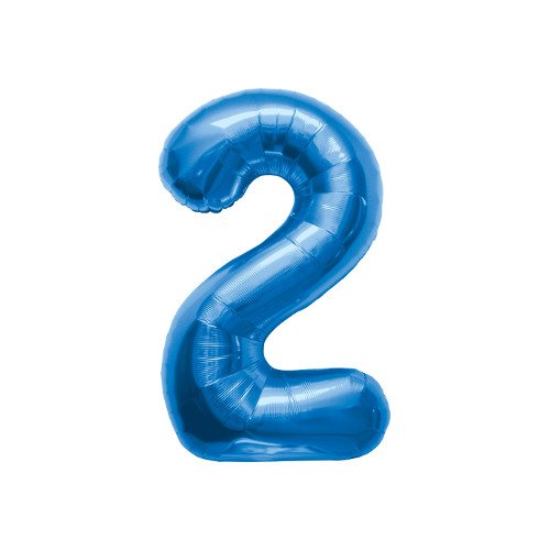 2 Blue 16" Number - Packaged. Foil Balloons, Large