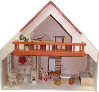 Rülke Holzspielzeug 23193 House with Balcony Red, Wood Colour, Red, 57x33x54 centimeter - Image 3
