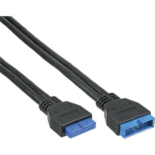 InLine 33448I USB 3.0 Extension Internal Post Connector Male to Female 0.35 m, black, 0.35 meters