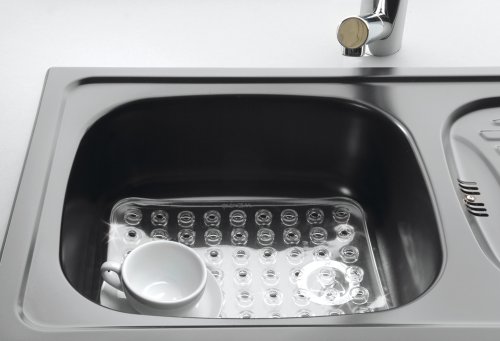 Wenko 2005570100 Sink mat Crystal Square Extra Strong, Plastic, Transparent, 31 cm x 27.5 cm - Image 2